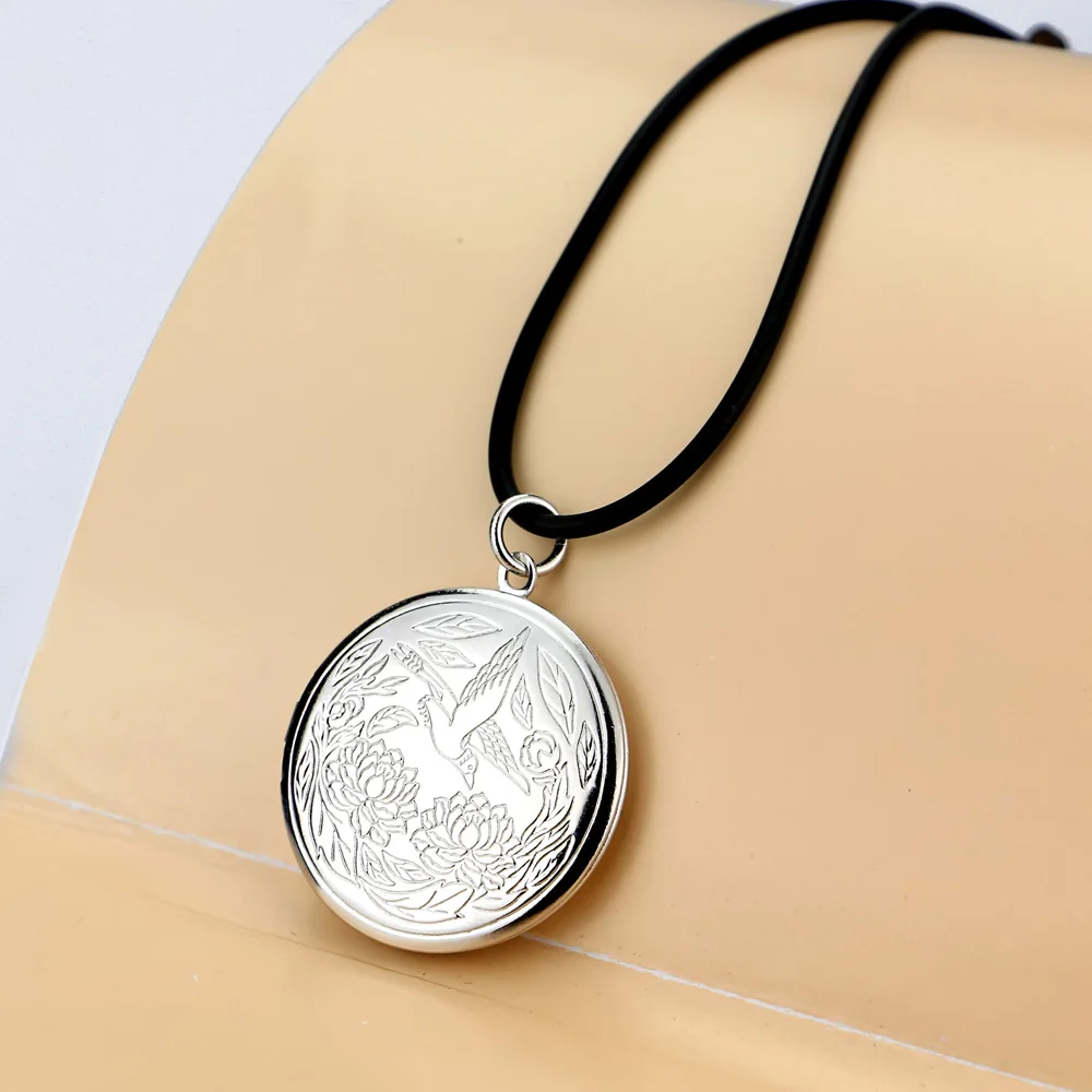 New neutral sterling silver necklace creative photo box pendant design solid silver chain popular jewelry birthday present