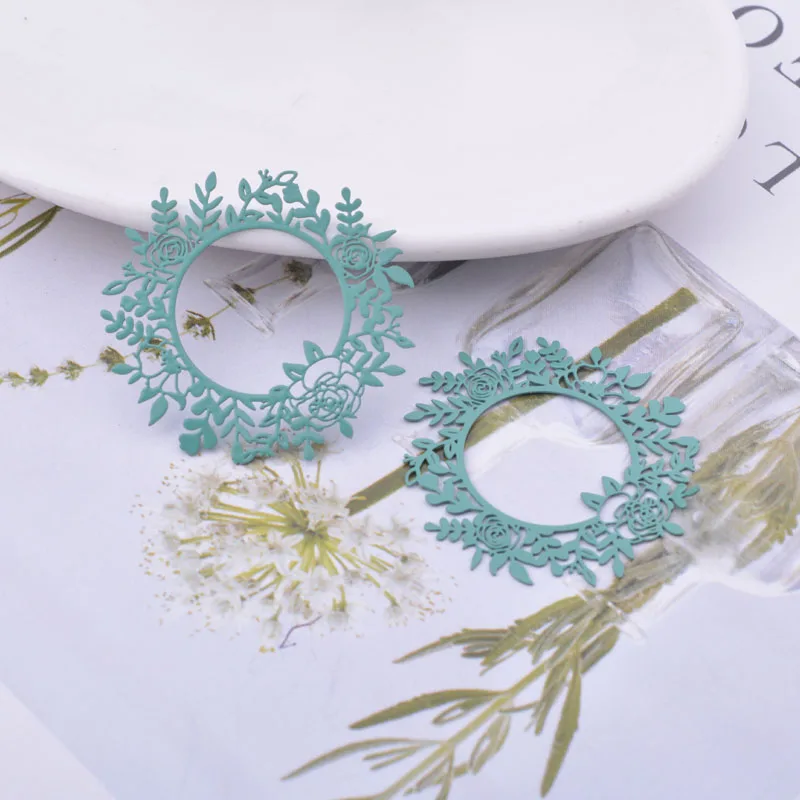 30 Stück AB6635 35*33mm Messing Runde Blumen-Anhänger Ohrring Schmuckzubehör – Detail 6