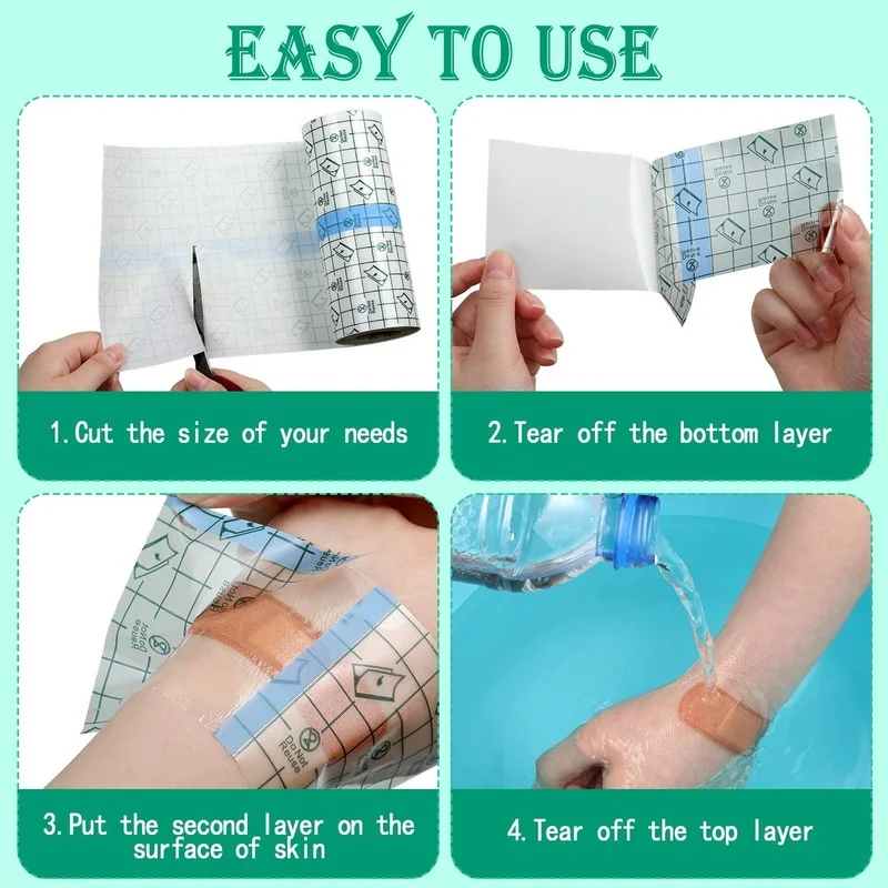 Transparent Stretch Adhesive Bandage Waterproof Bandage Clear Adhesive Bandages Dressing Tape for Tattoos (15cm*5m)