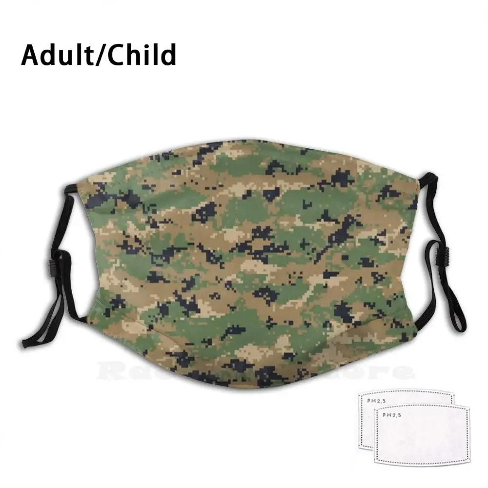 Custodie per telefoni mimetiche digitali Woodland stile Marpat stampa divertente riutilizzabile Pm2.1617 maschera per il viso con filtro Camouflage Camo Digital