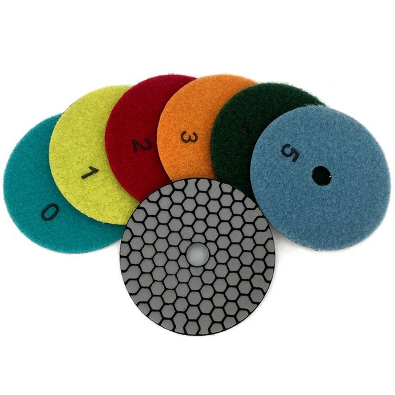 6 Pcs 100 Mm Dry Polishing Pad 4 Inch Sharp Type Diamond Polishing Pads For Granite Marble Sanding Disc For Stone