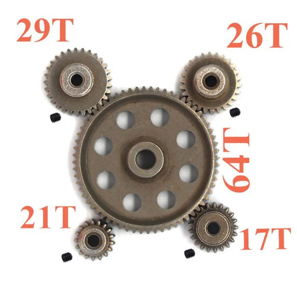 17-64T metalowa przekładnia różnicowa czołowa + 4 szt. Zestaw zębatek silnika zestaw części zamiennych do samochodów HSP 1/10 94111 94123 RC — zdjęcie produktu 6