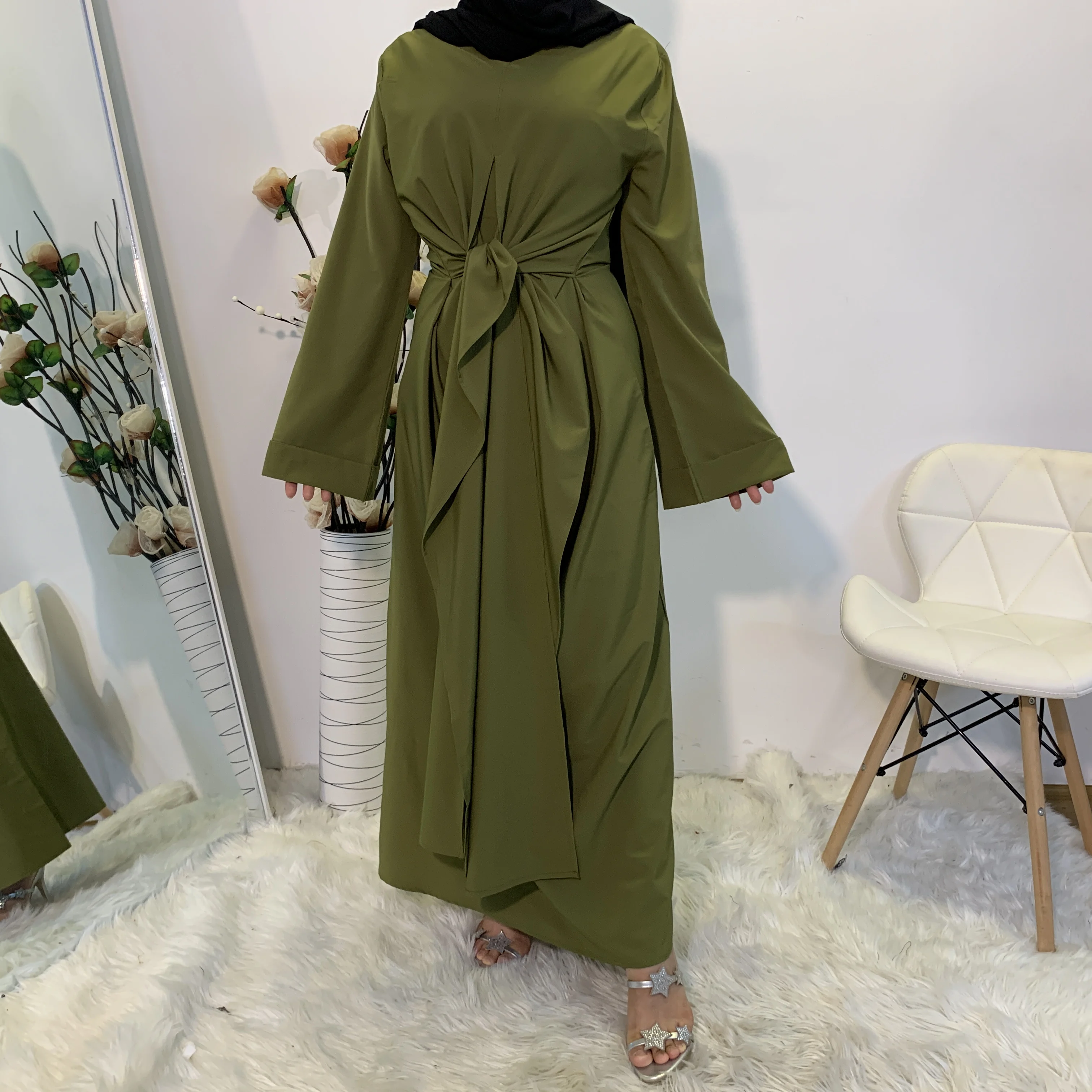 7 color Muslim peignoir Fahion fake two pieces Robe Musulmane Dubai fashion Muslim kaftan Robe full length Worship Service abaya