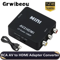 Conversor compatível com RCA para HDMI, AV, CVSB, L, R, Caixa de Vídeo, HD, 1080P, 1920x1080, AV2HDMI, Suporta NTSC, Saída PAL