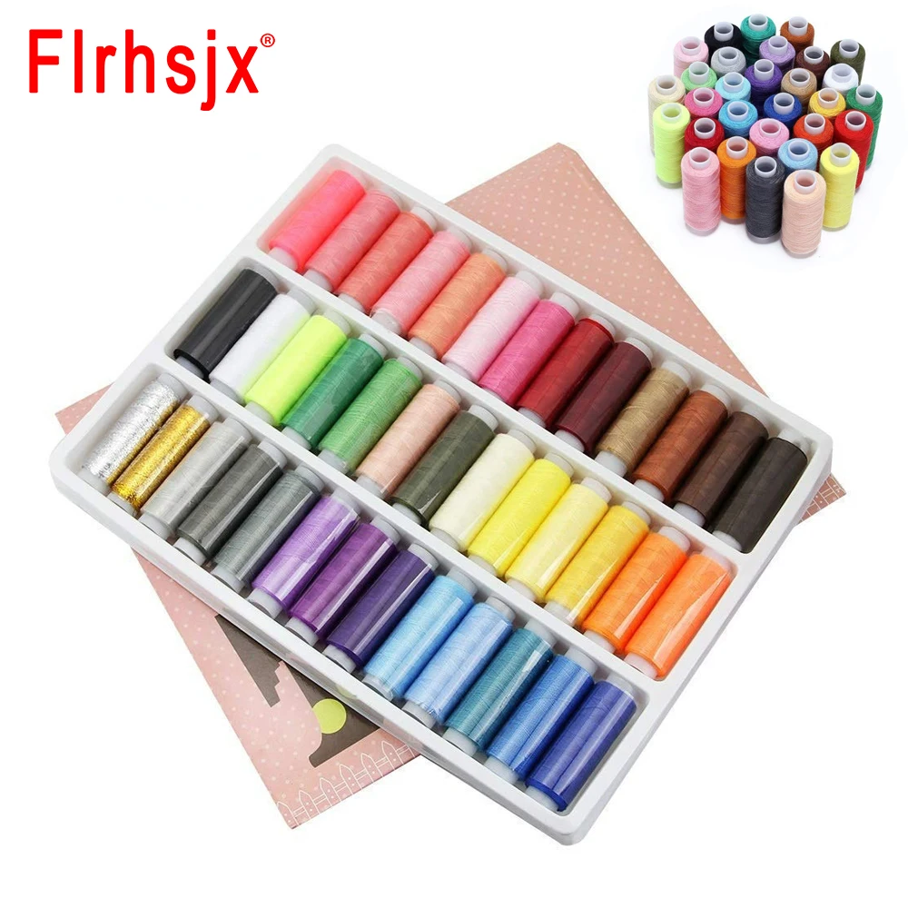 39Pcs/Box Sewing Thread 110 Yards Polyester Thread Spools for Sewing Machine Quilting DIY Hand Embroidery Thread Sewing Tools