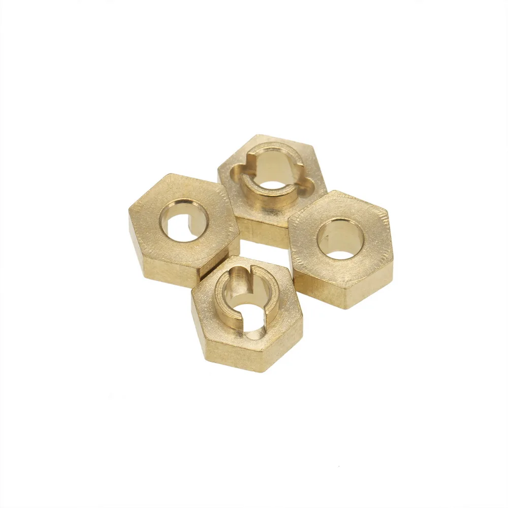 4Pcs Stable Brass Wheel Weight Hex Adapters Connectors Replacement Spare Parts For Axial SCX24 AXI90081 1/24 RC Car