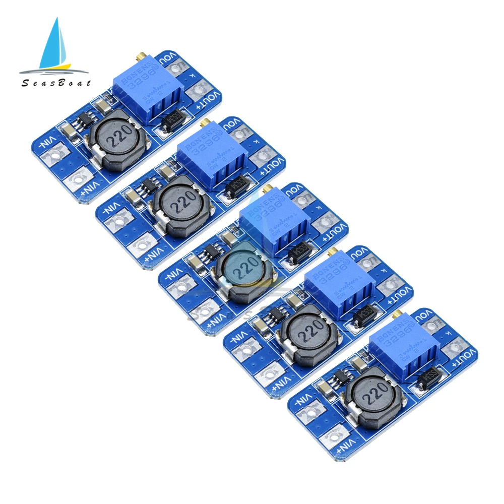 5Pcs/lot MT3608 DC-DC Step Up Power Supply Module Converter Booster Boost Step-up Board MAX Output 28V 2A