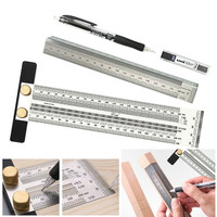 Woodworking Line Scribe 180-400mm T-type Ruler Hole Scribing Ruler Crossed-out Tool Line Drawing Marking Gauge Measuring Tool