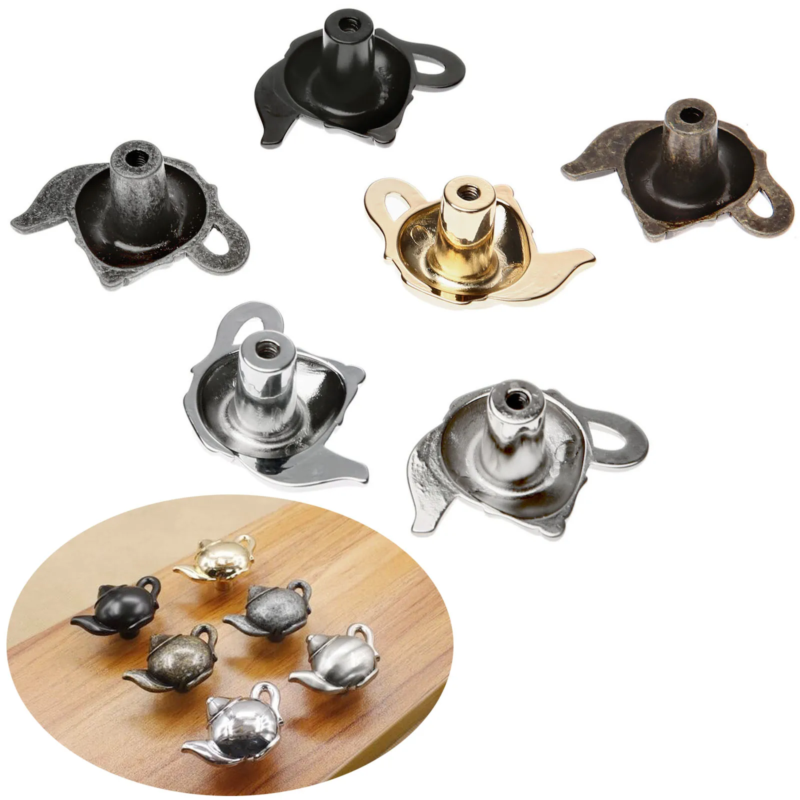 1pc Teapot Antique Furniture Handle Zinc Alloy Drawer Door Knobs Closet Cupboard Kitchen Pull Cabinet Knobs Decoration w/screws