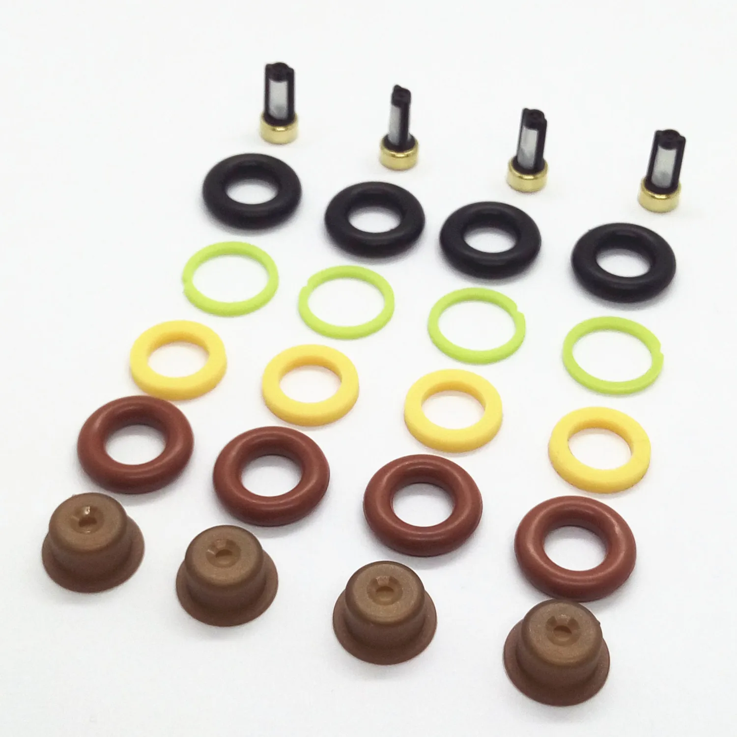 Wholesale 4 Sets Fuel Injector Repair Kits Fit for Bo*Ch Universal Rebuild Parts AY-RK000 (Filter,Orings,Caps,Gasket)