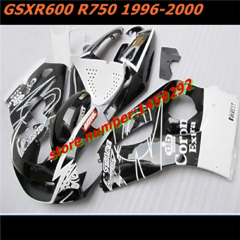 Black white  motorcycle fairing fits for GSX R600 GSXR750 96 00 GSXR 600 750 1996 2000 Motocycle Accessories