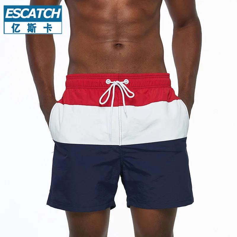 Men's Outdoor Sports Shorts Stitching Quarter Swimming Beach Shorts Quick-drying Pants Loose Shorts Breathable Swimming Trunks