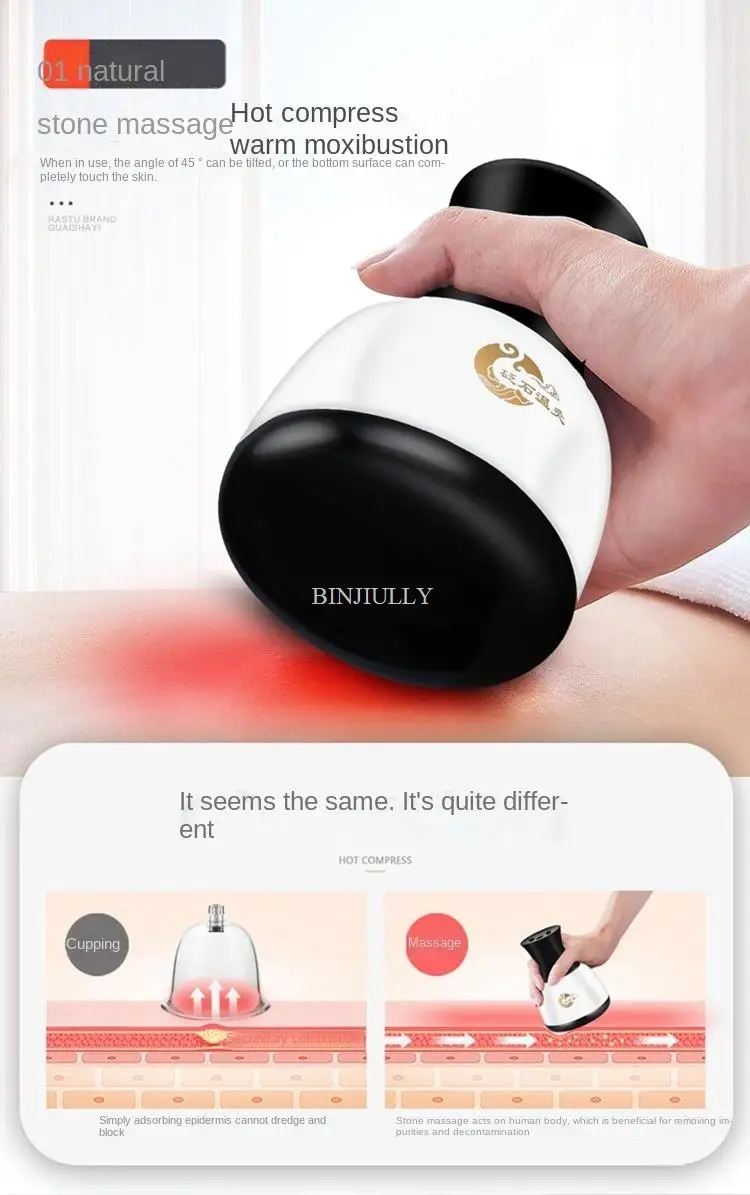 Electric Sauna Stone Gua Sha Massager Chinese Therapy Machine Anti Cellulite Body Vibrator Heating Spa Sauna Relaxation Device