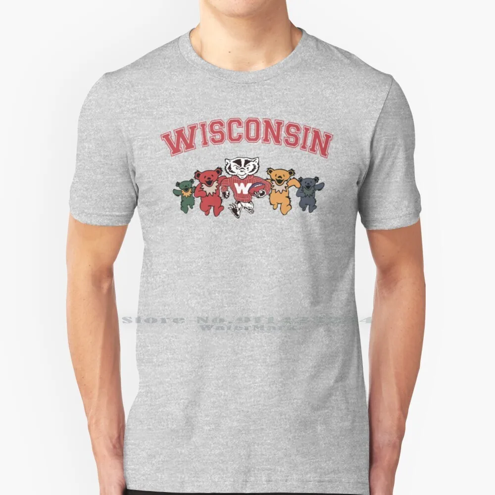 Grateful For Wisconsin T Shirt 100% Pure Cotton Bucky Badger University Of Wisconsin Uw Madison Mad Town Mad City Madison Wi