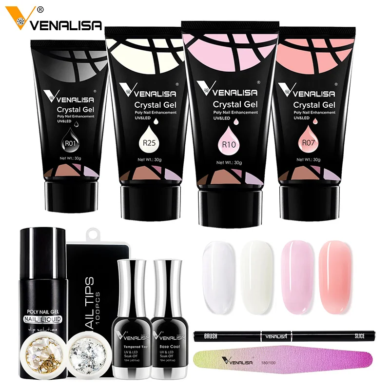 Venalisa Crystal Gel Nail Art 30g Poly Nail Gel Kit Clear Color Lacquer Gel Varnish Nail Extension Acrylic Nail Polish Manicure