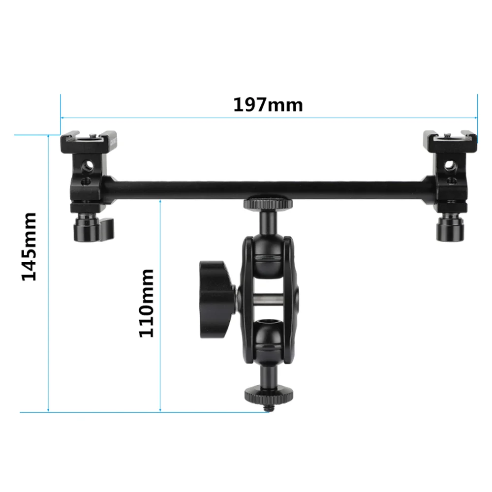 Braccio staffa t-bar CAMVATE con testa a sfera girevole regolabile a 360 ° centrale e supporto 1/4 "montaggio a vite e supporti per pattini freddi a doppia estremità