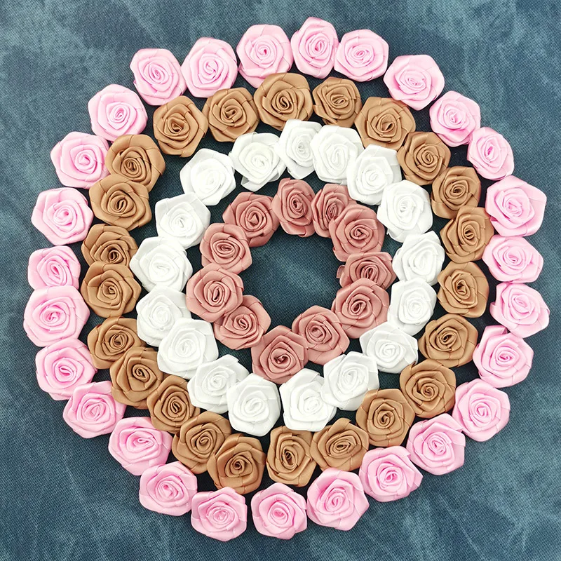 (30Pcs/pack) 40mm Mini High Quality Satin Rosette For Wedding Party Clothing Decoration Handmade DIY Ribbon Crafts Supplies