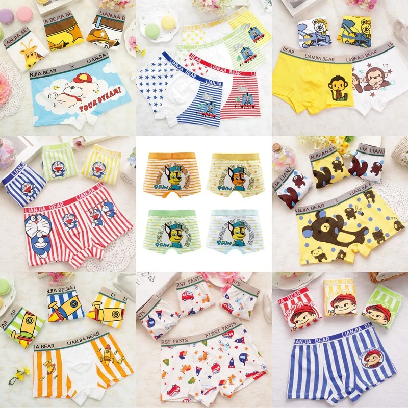 

4pcs/lot Boys cotton Boxer Combed cotton kids boy underwear cartoon boxer children's underwear Lycra kids boy underpants 2-10Y