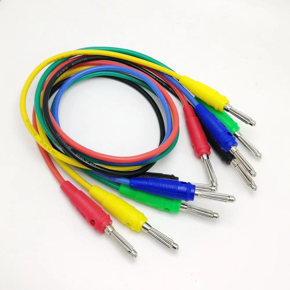 14AWG Color Silicone Banana cable 4mm Banana Male To Male Plug connector For Power Supply Load tester cable 50cm/100cm 10Pcs/lot