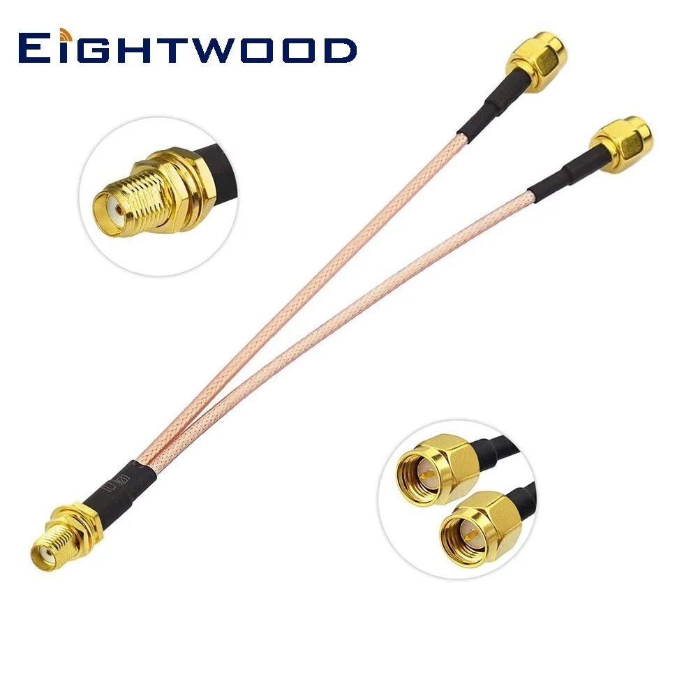 Eightwood V-Shape Splitter Cable SMA Female to Dual SMA Male 15cm for 4G LTE Home Phone Router Gateway Modem MiFi Mobile Hotspot