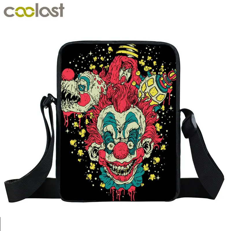 Horror zło Clown Messneger torba kobiety torebka Student małe torby typu Crossbody dziewczyny Bookbag torba podróżna tornistry najlepszy prezent