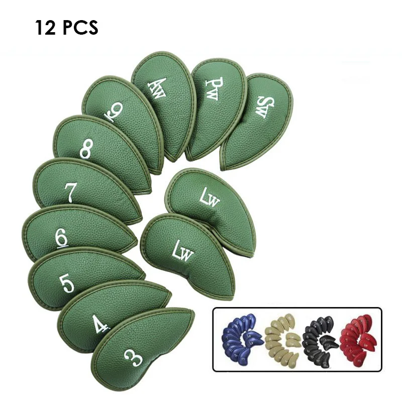 Synthetic Leather Golf Iron Head Covers 12 Pcs/Set High Quality Waterproof Durable Club Protect Headcovers