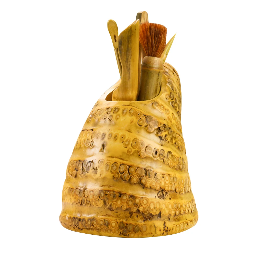 Imagem -02 - Conjunto de Canetas de Bambu com Ponta de Broto Suporte para Chá Kung fu Prateleira para Armazenamento Escultura de Raiz Pote de Frutas Madeira Retrô Decoração de Casa