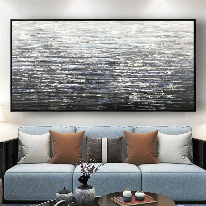 Wall Picture for Living Room Oil Paintings on Canvas 100% Hand Painted Abstract Black and White Salon mural Hotel Decor Wall Art