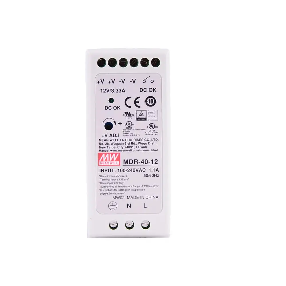 

Original Mean Well MDR-40-12 DC 12V 3.33A 40W meanwell Single Output Industrial DIN Rail Power Supply