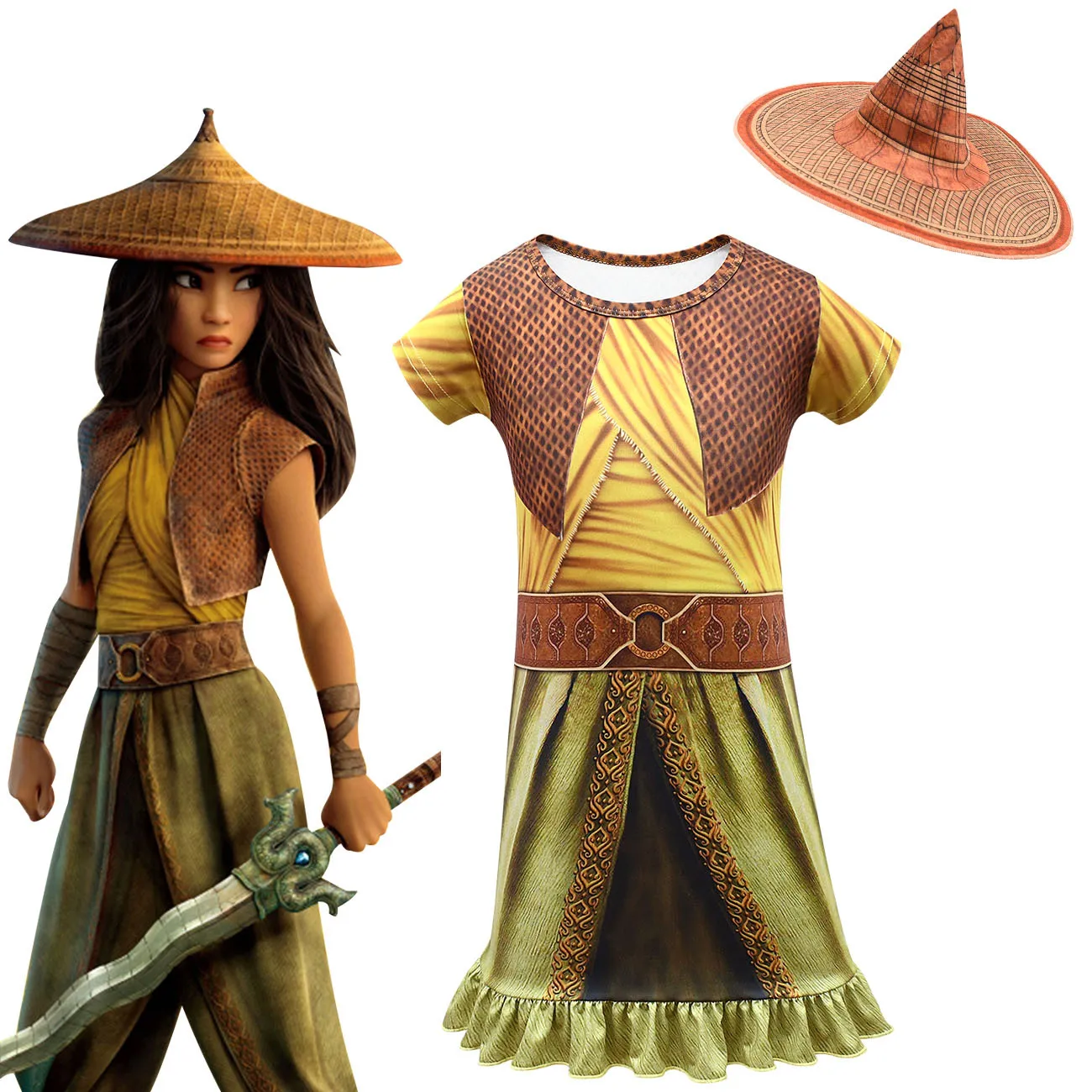 Namali Raya and The Last Dragon Cosplay Costume Halloween for Kids Anime Cosplay Clothes Fancy Set Children Performance Costume