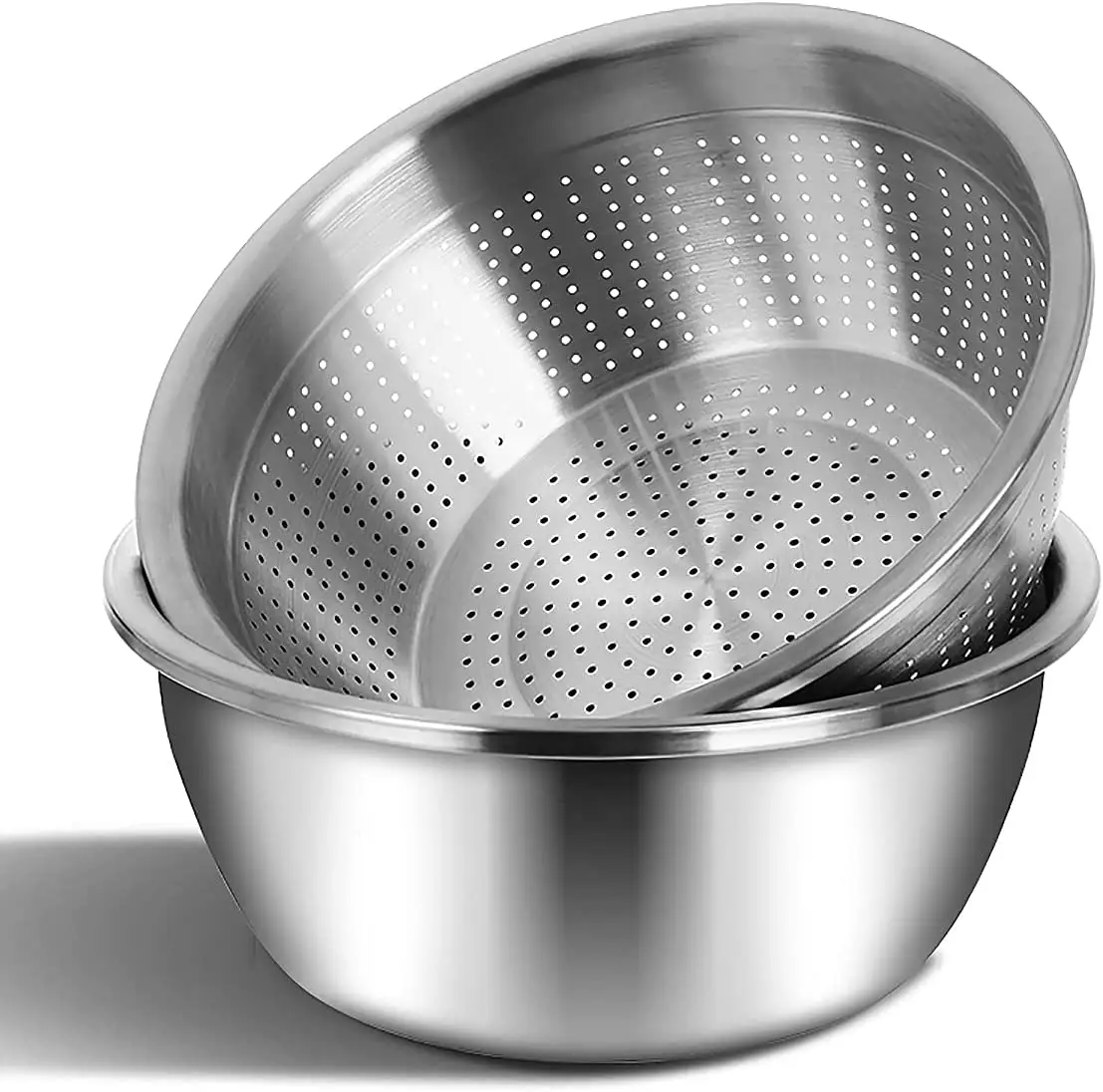 Stainless Steel Mixing Bowls,Food Grade Large Metal Basin,Heavy Duty Salad Bowl, Vegetable and Fruit Drain Basket, Laundry Basin