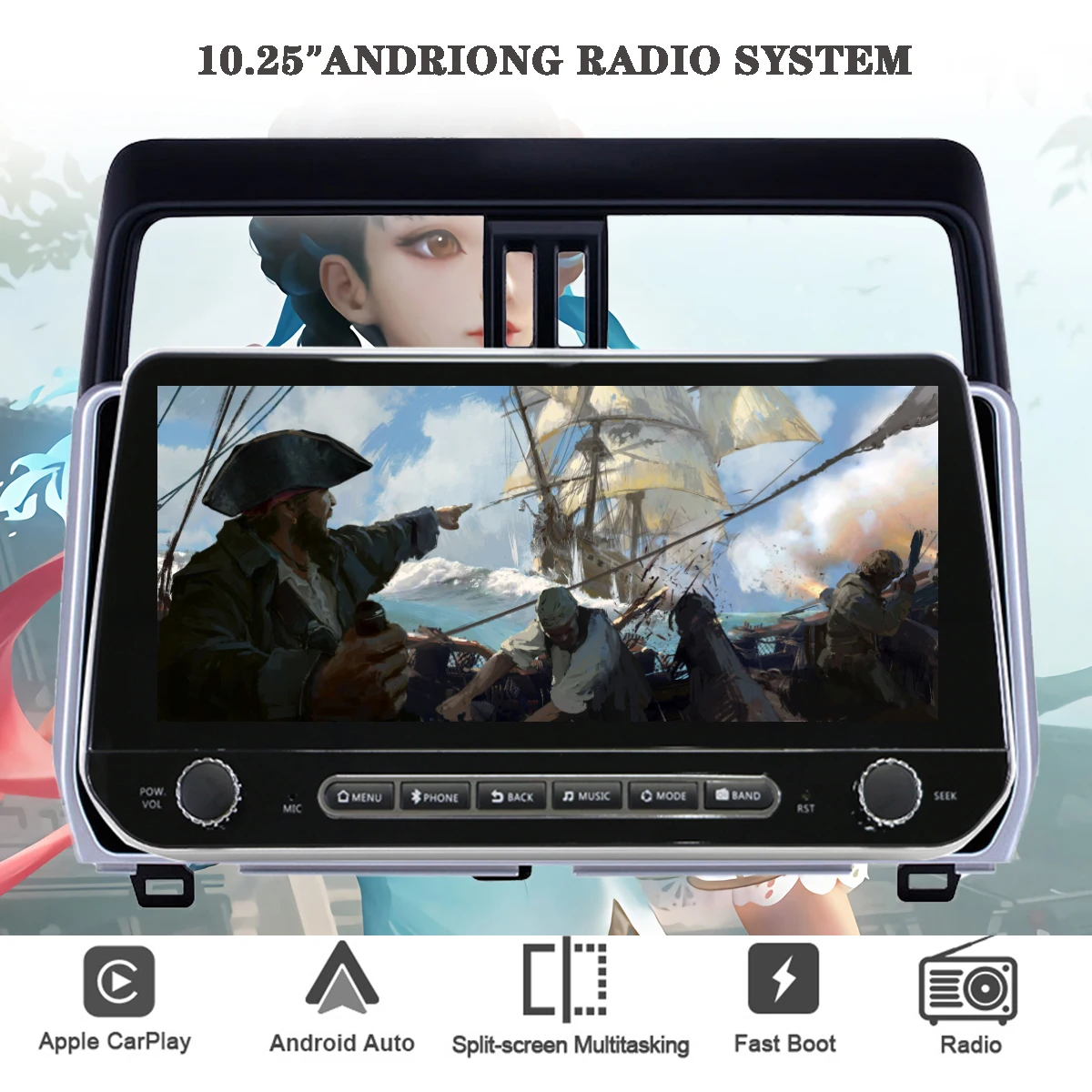 For Toyota Land Cruiser Prado 150 2017-2020 Car Radio Multimedia Video Player Navigation Stereo GPS Navi Android 13 8G 256G