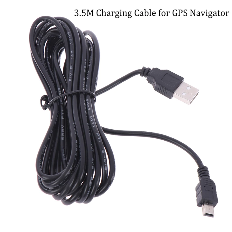 3.5M USB Type-A to Mini 5Pin direct plug charging cable, suitable for GPS navigator