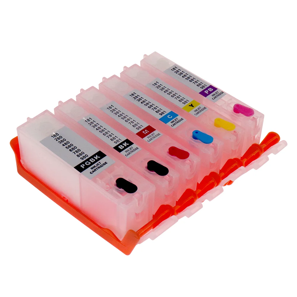 6 colors PGI580 581 XXL Refillable Ink Cartridge For Canon PIXMA TS8150 TS8151 TS8152 S8250 TS8251 TS8252 Printer With ARC Chips