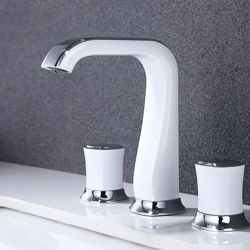 

Hot and Cold Basin Faucet Widespread Bathroom Faucet 8 Inch Deck Mounted 2 Handles Bathroom Sink Faucet Basin Mixer Tap Crane