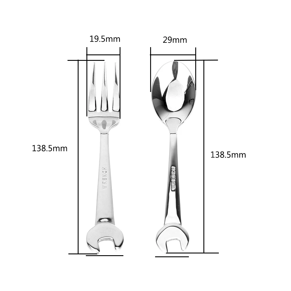 Stainless Steel Spanner Spoon Fork Wrench Shape Tableware Cooking Accessories Kitchen Tools