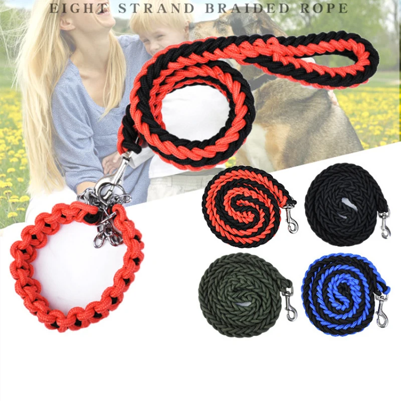 

Nylon weave Dog Leash for Large Dogs Training Pet Product Collars Harnesses Dog Accessory Adjustable Dog Leash for Animal