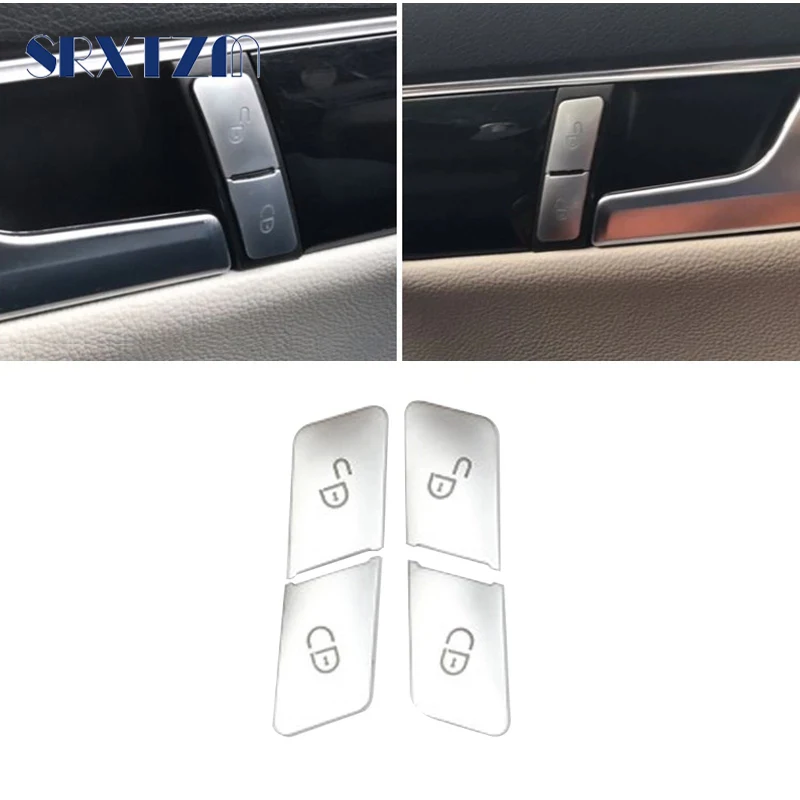 Car Styling For Mercedes Benz C E Class W204 W212 Door Lock Unlock Buttons Sequins Decoration Cover Stickers Trim