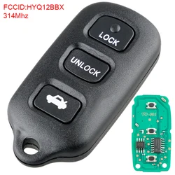 Transmissor de entrada sem chave, 314mhz, 3 botões, controle remoto, hyq12bbx, para toyota avalon 1998 1999 2000 2001 2002 2003 2004