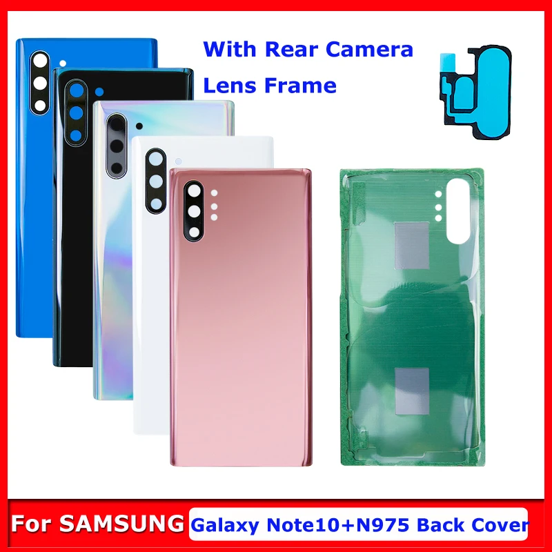 Mirrored Glass Back Cover For Samsung Galaxy Note 10 Plus Battery Rear Door Housing Case WaterProof N975u With Camera Lens Frame