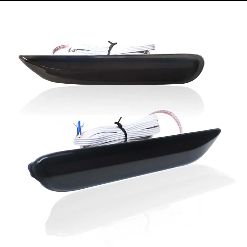 Red / Smoked Lens Red LED Rear Bumper Reflector Brake Tail Lights w/ Sequential Turn Signal For Infiniti Nissan Rear Fog Lights