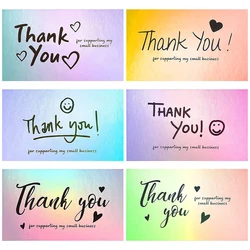 50Pcs Reflective Laser Appreciate Thank You Cards Greeting Postcard Online Retail Package Inserts Customer Shopping Gift 5*9cm