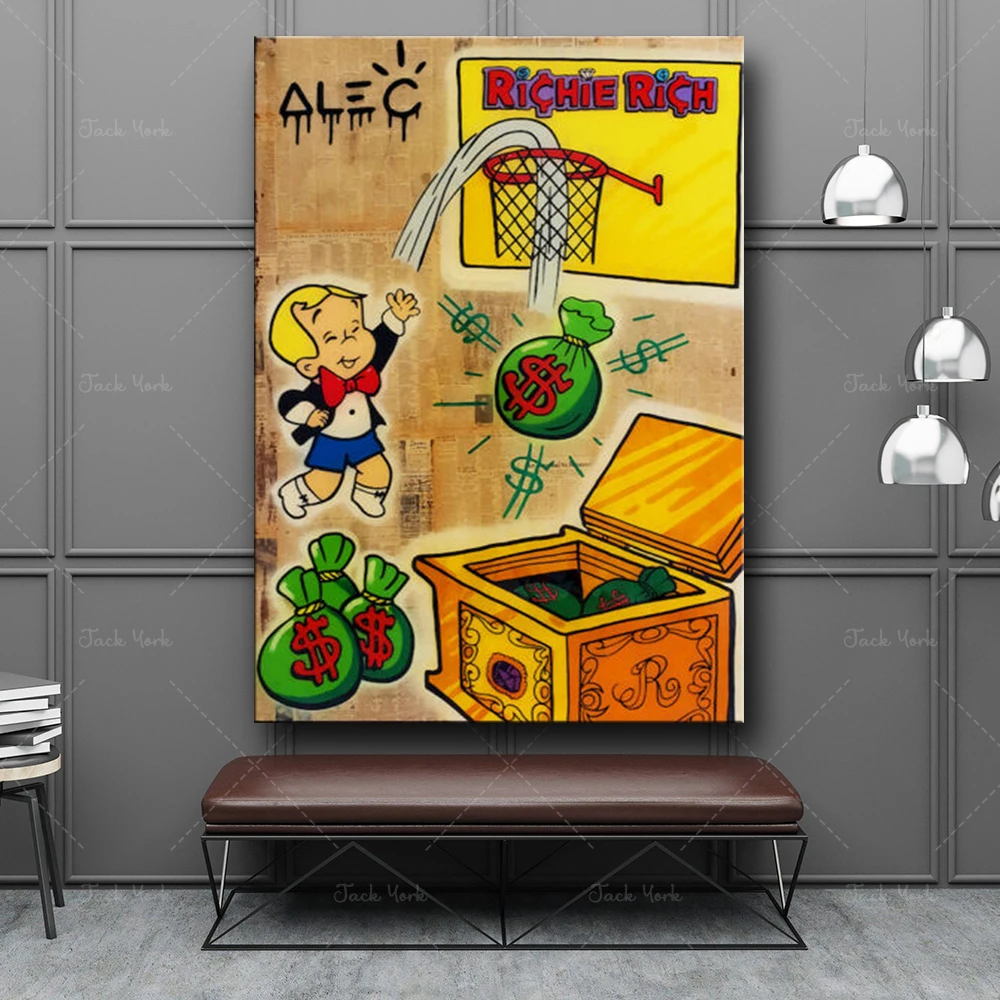 Alec Monopoly Richie Playing Basketball Abstract Posters Canvas Painting Wall Art Prints Modular Pictures For Living Room Frames