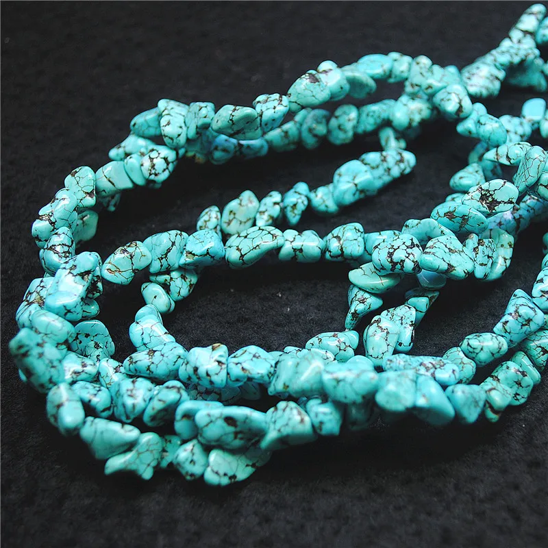 2 Strings Blue Turquoise Beads Loose DIY Jewelry Findings 5-8MM For Women Bracelets Making Accessories Free Shipping Wholesale