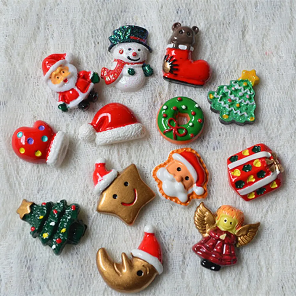 100pcs/lot Christmas series 3D resins patches diy decoration crafts phone hair accessories wholesale