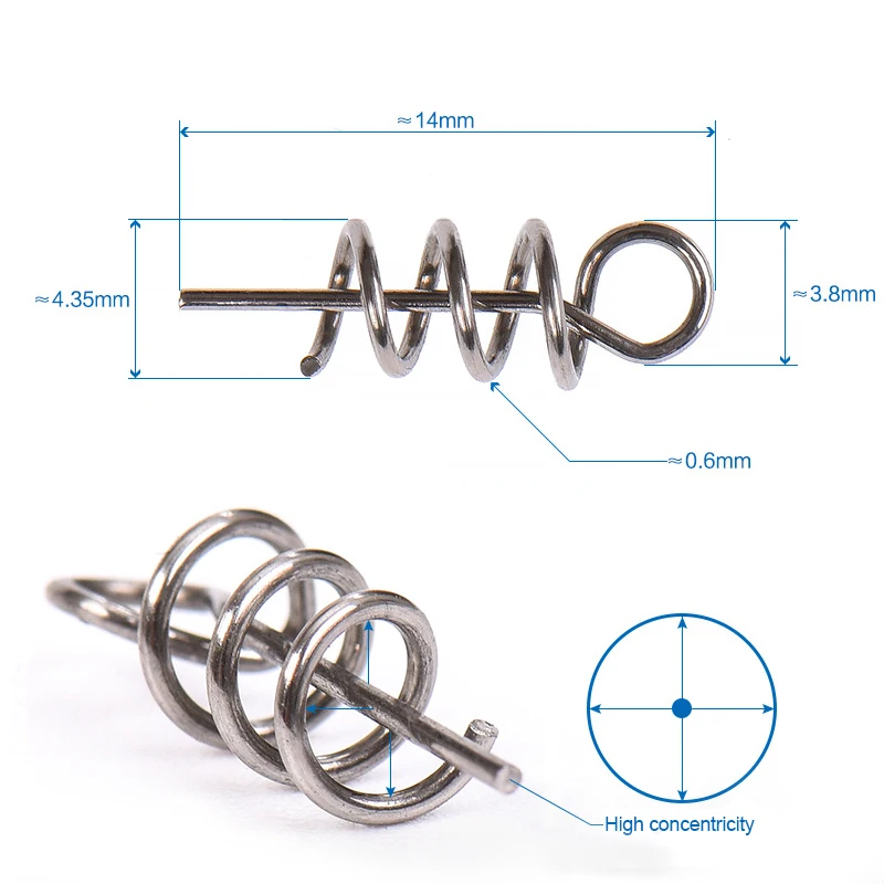 50-100pcs/Bag 14mm Stainless Steel Soft Bait Pin Worms lure Fishing Pin Spring Fixed Lock Crank Hook Connect Latch Needle LEO
