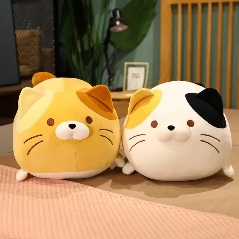 

35-60CM Kawaii Beard Dumpling Cat Stuffed Animal Plush Toys Cute Fat Tabby Cat Toy Pillow Children's Toy Gifts