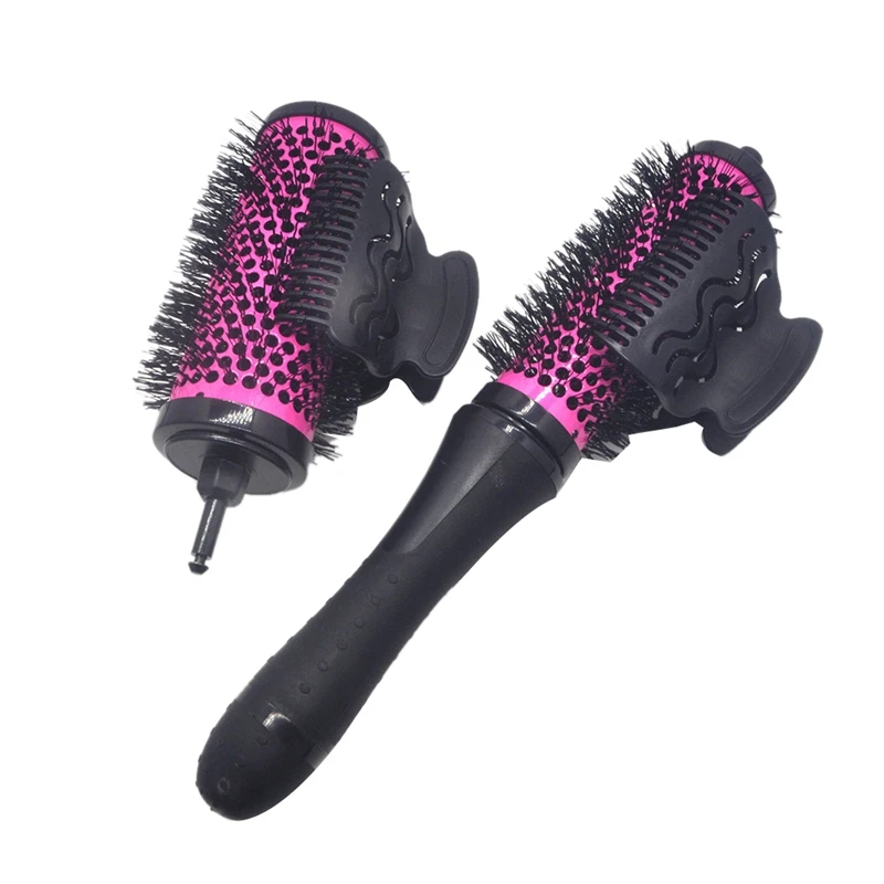 6pcs/set 3 Sizes Detachable Handle Hair Roller Brush with Positioning Clips Aluminum Ceramic Barrel Curler Comb Hairdresser