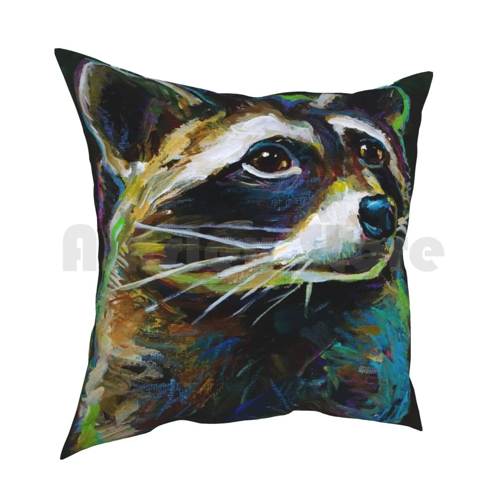 Colorful Raccoon Painting Pillow Case Printed Home Soft DIY Pillow cover Raccoon Cute Animals Bandit Rocket Trash Panda