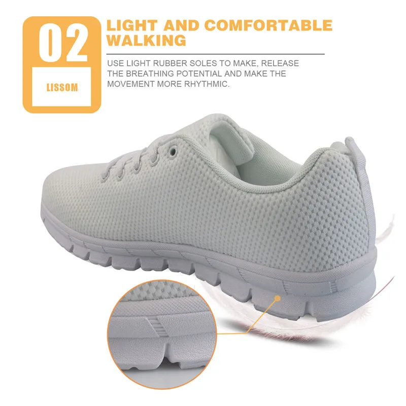INSTANTARTS Tooth Red Love Print Women Flats Shoes Fashion Female Lace-up Sneakers Spring/Autumn Breathable Mesh Flat Shoes